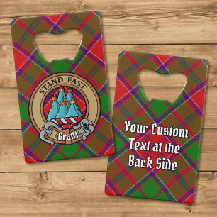 Clan Grant Crest over Tartan Credit Card Bottle Opener