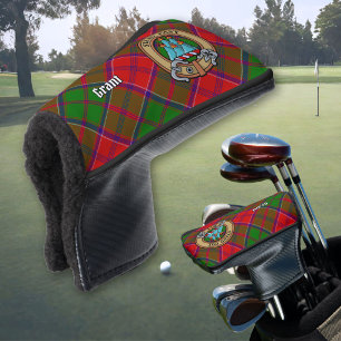 Clan Grant Crest over Tartan Golf Head Cover