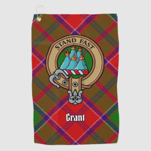 Clan Grant Crest over Tartan Golf Towel