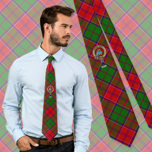 Clan Grant Crest over Tartan Tie