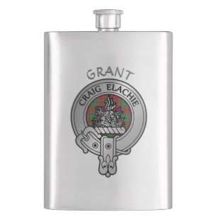 Clan Grant Crest & Tartan Hip Flask