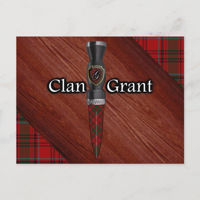 Clan Grant Tartan Sgian Dubh Blade Postcard (Front)