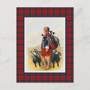 Clan Grant Vintage Illustration Tartan Frame Postcard