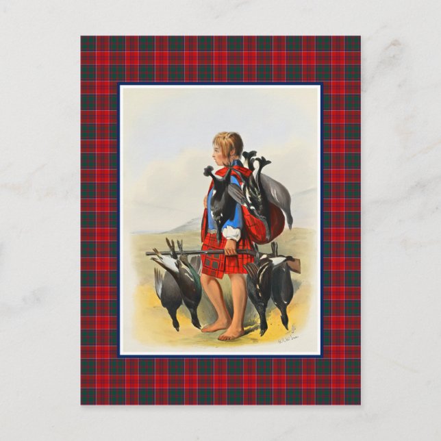 Clan Grant Vintage Illustration Tartan Frame Postcard (Front)
