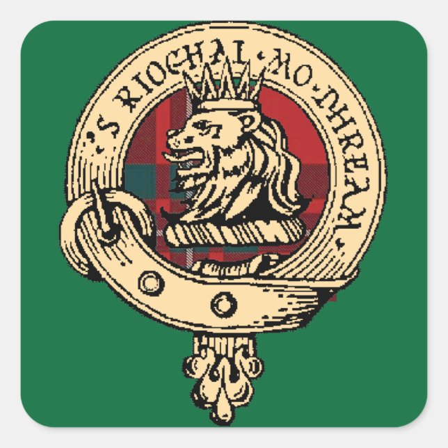 Clan Gregor Badge Tartan Sticker Green (Front)