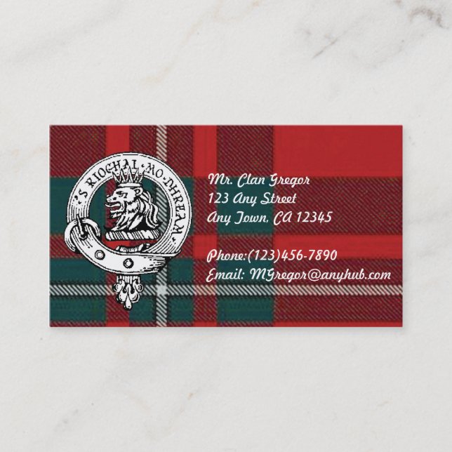 Clan Gregor Business Cards Customize to your infor (Front)