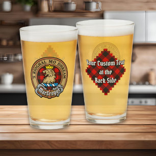 Clan Gregor Crest over Rob Roy Tartan Glass