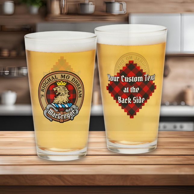 Clan Gregor Crest over Rob Roy Tartan Glass (Creator Uploaded)