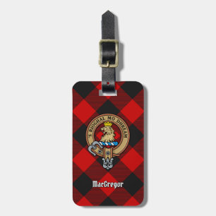 Clan Gregor Crest over Rob Roy Tartan Luggage Tag