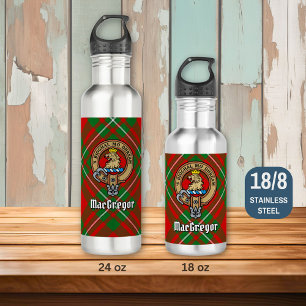 Clan Gregor Crest over Tartan 710 Ml Water Bottle
