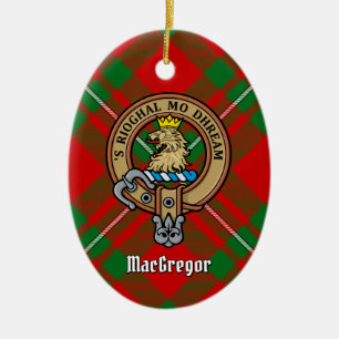 Clan Gregor Crest over Tartan Ceramic Ornament