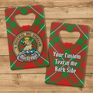 Clan Gregor Crest over Tartan Credit Card Bottle Opener