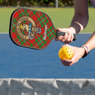 Clan Gregor Crest over Tartan Keychain Pickleball Paddle