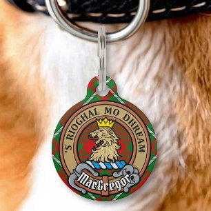 Clan Gregor Crest over Tartan Pet Tag