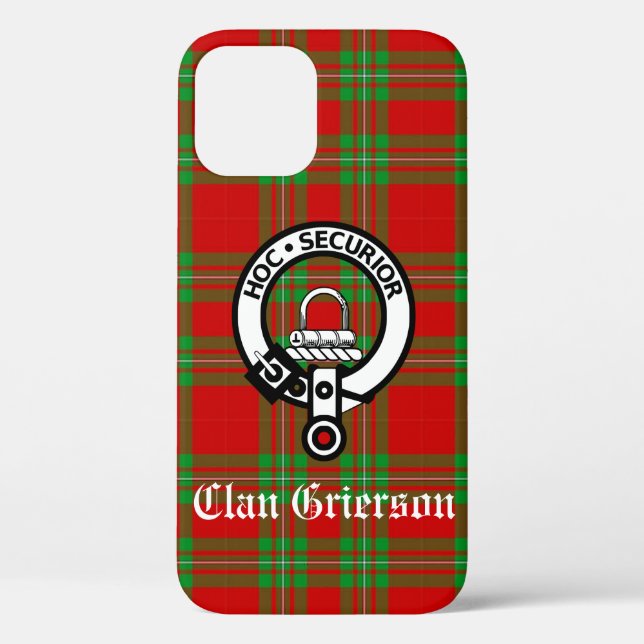 Clan Grierson Crest Badge & Tartan Case-Mate iPhone Case (Back)