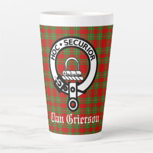 Clan Grierson Crest Badge & Tartan Latte Mug