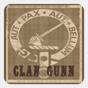 Clan Gunn Crest Badge - Sepia Square Sticker
