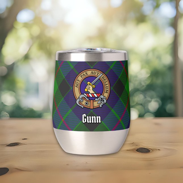 Clan Gunn Crest over Tartan (Creator Uploaded)