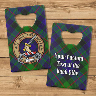 Clan Gunn Crest over Tartan Credit Card Bottle Opener