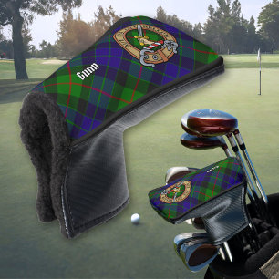 Clan Gunn Crest over Tartan Golf Head Cover