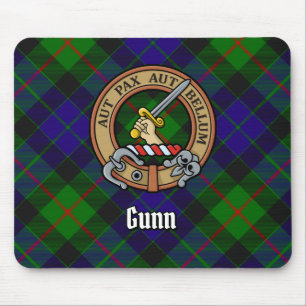 Clan Gunn Crest over Tartan Mouse Pad