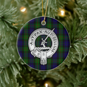 Clan Gunn Crest & Tartan Ceramic Ornament