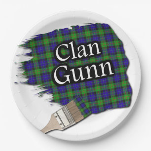 Clan Gunn Scottish Tartan Paint Brush Paper Plate