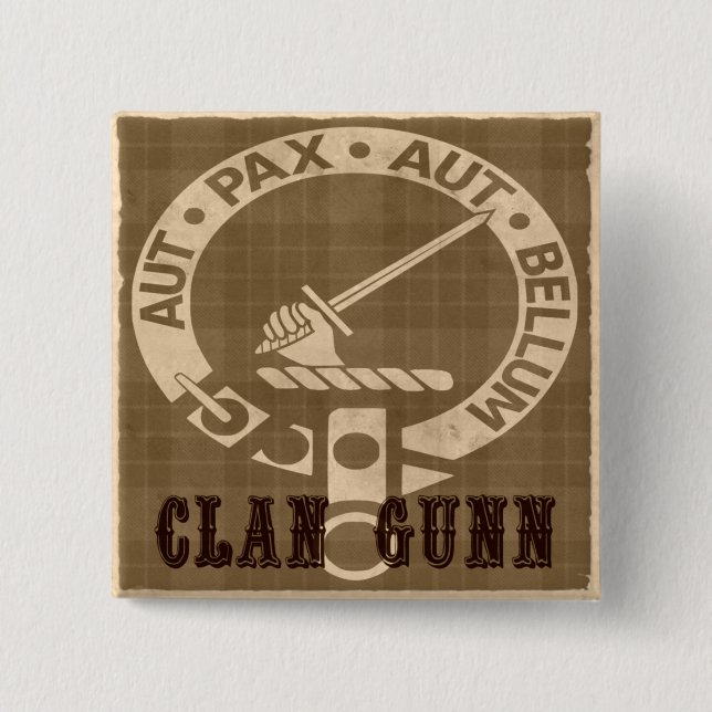 Clan Gunn Sepia 2 Inch Square Button (Front)