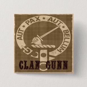 Clan Gunn Sepia 2 Inch Square Button
