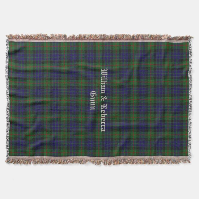 Clan Gunn Tartan Plaid Custom Throw Blanket (Front)