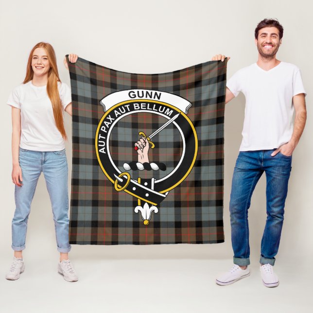 Clan Gunn Weathered Tartan Plaid Fleece Blanket (In Situ)