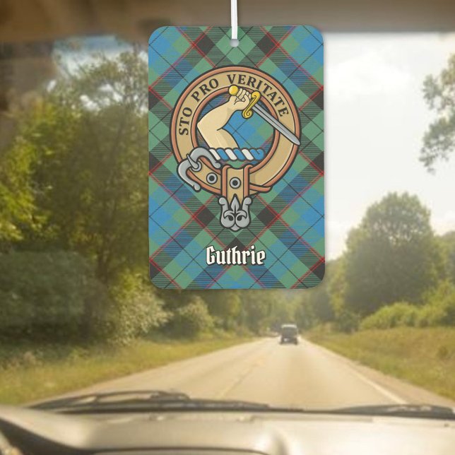 Clan Guthrie Crest over Tartan Air Freshener (Creator Uploaded)
