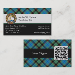 Clan Guthrie Crest over Tartan Business Card