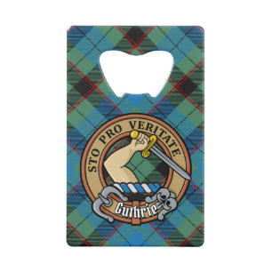 Clan Guthrie Crest over Tartan Credit Card Bottle Opener