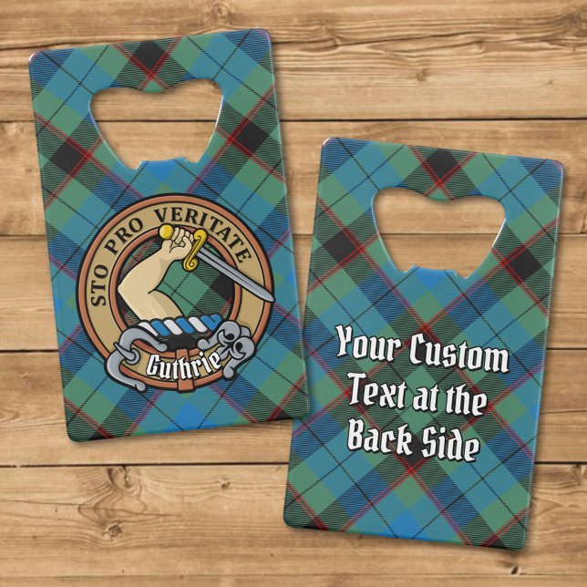 Clan Guthrie Crest over Tartan Credit Card Bottle Opener (Creator Uploaded)