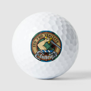 Clan Guthrie Crest over Tartan Golf Balls