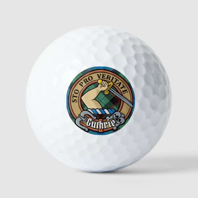 Clan Guthrie Crest over Tartan Golf Balls (Front)