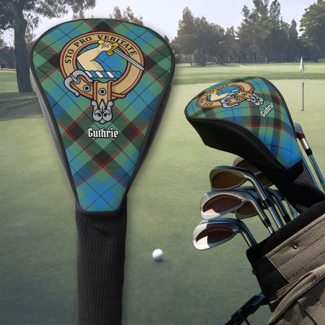 Clan Guthrie Crest over Tartan Golf Head Cover (Creator Uploaded)