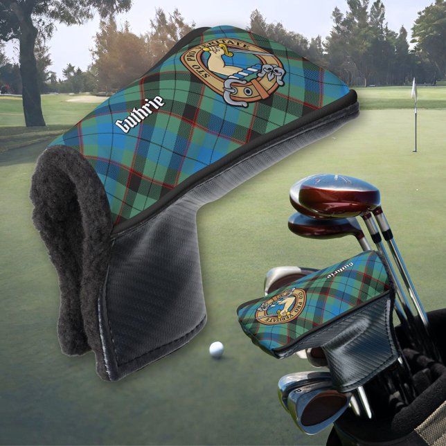 Clan Guthrie Crest over Tartan Golf Head Cover (Creator Uploaded)