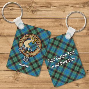 Clan Guthrie Crest over Tartan Keychain