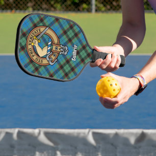Clan Guthrie Crest over Tartan Pickleball Paddle