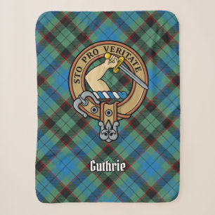 Clan Guthrie Crest over Tartan Sherpa Blanket