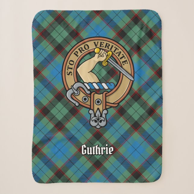 Clan Guthrie Crest over Tartan Sherpa Blanket (Front)