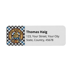 Clan Haig Crest over Check Tartan