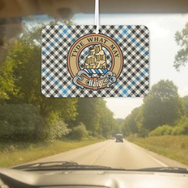 Clan Haig Crest over Check Tartan Air Freshener (Creator Uploaded)