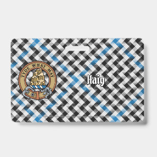 Clan Haig Crest over Check Tartan Badge