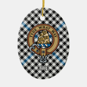 Clan Haig Crest over Check Tartan Ceramic Ornament