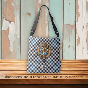 Clan Haig Crest over Check Tartan Crossbody Bag