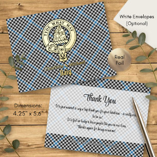 Clan Haig Crest over Check Tartan Foil Invitation Postcard