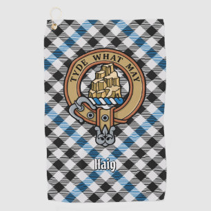 Clan Haig Crest over Check Tartan Golf Towel